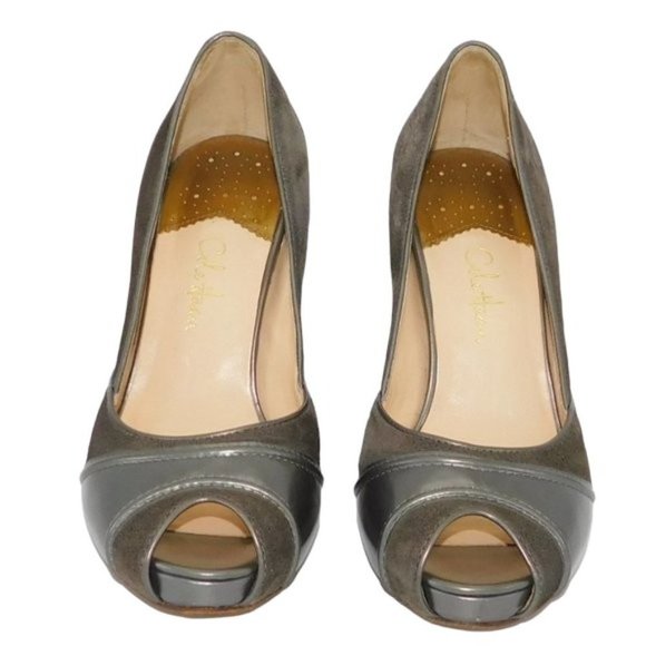 Cole Haan Nike Air Grey Suede/Leather Block Heels - Picture 6 of 12